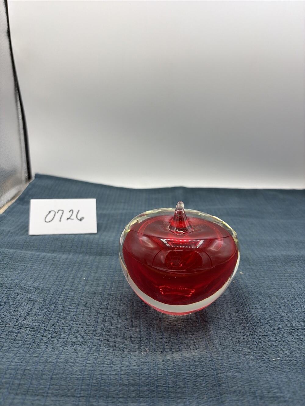 VTG Hand Blown Red Art Glass Apple Paperweight Heavy MCM Teacher Appreciate Day